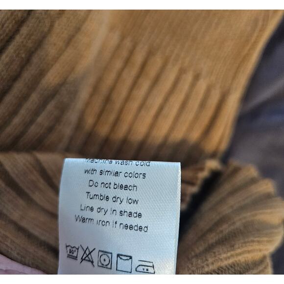 NWOT Light Brown Zipper Front Ribbed Mini Sweater Dress Sz Large - Picture 10 of 11